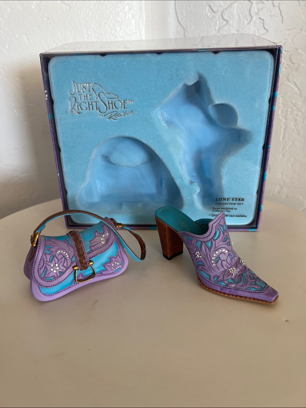 Just The Right Shoe Lavender and Turquoise Western Mule with Matching Purse
